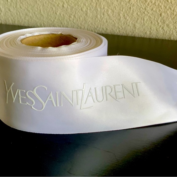 Vintage Unused Yves Saint Laurent Satin Ribbon White 2 inch Wide - Picture 5 of 5